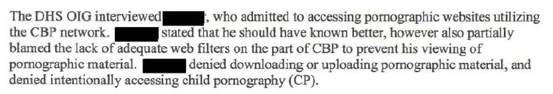 Excerpt from a Department of Homeland Security OIG report involving misuse of government computers
